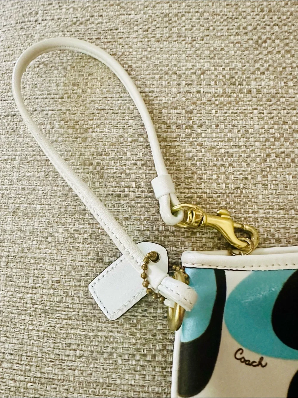 Coach Ergo Poppy Wristlet in Blue, Brown and Cream with Signature Circle Print - Picture 15 of 15